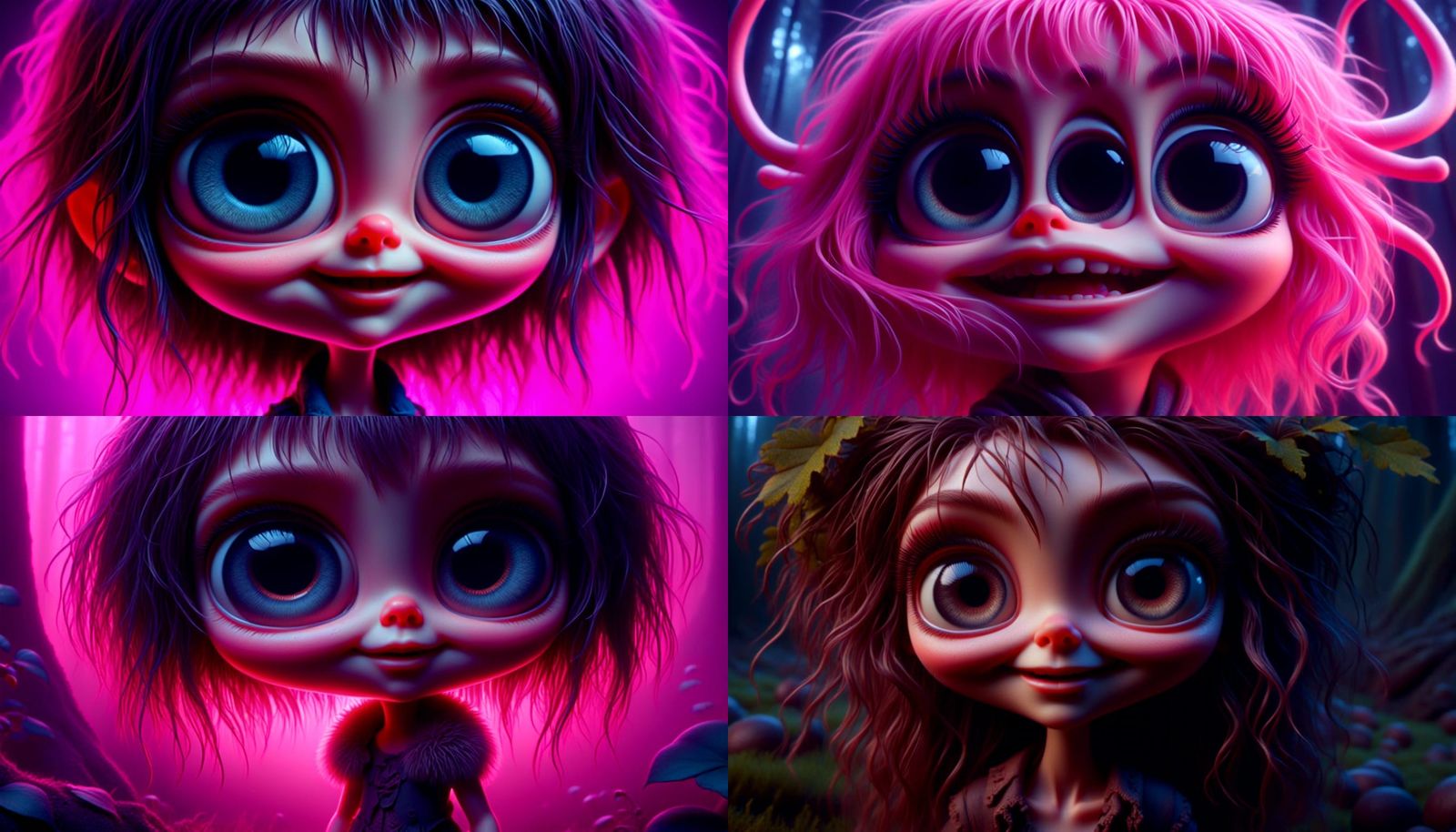 Cute Girl with Playful Eyes in Magical Forest