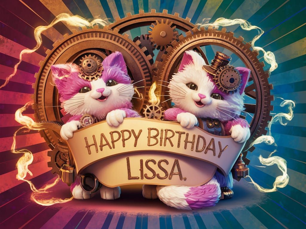 Steampunk Fairygami Cats Wish Lissa Happy Birthday