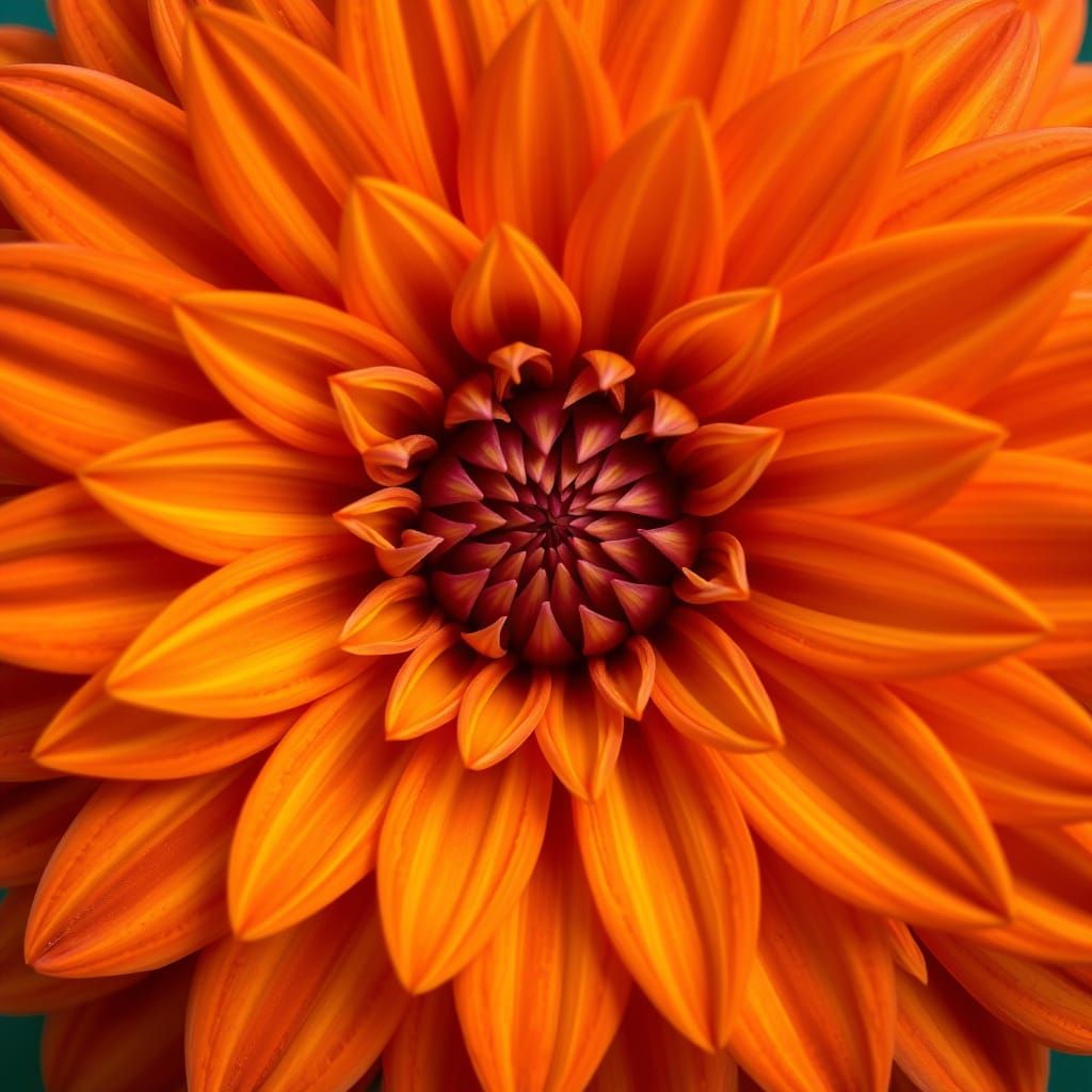 Macro Photograph of a Rich Orange Dahlia Flower