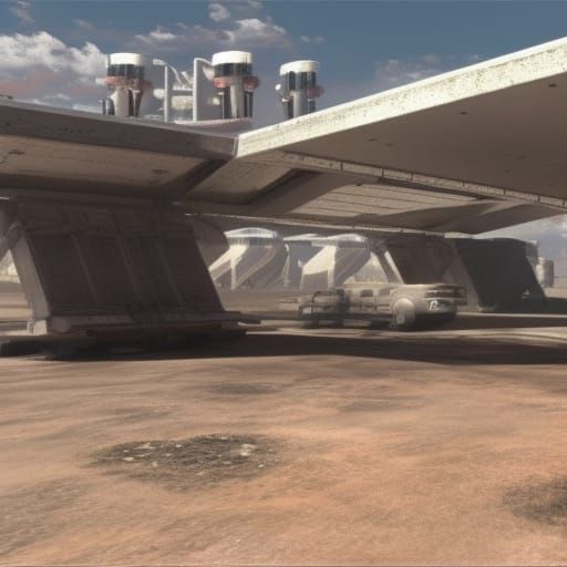 Post-Apocalyptic Gas Station on Mars