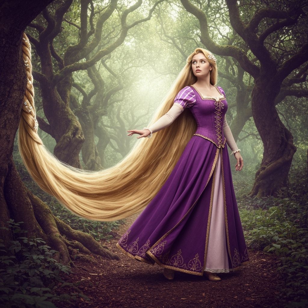 Rapunzel in a Gothic Baroque Surrealistic Grove