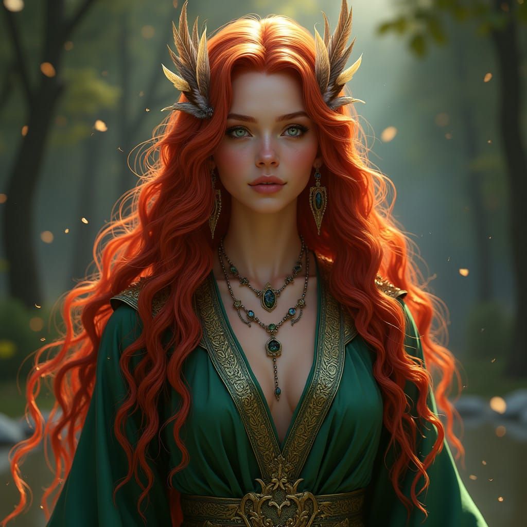 Mystical Wizardess in Celtic-Inspired Robes