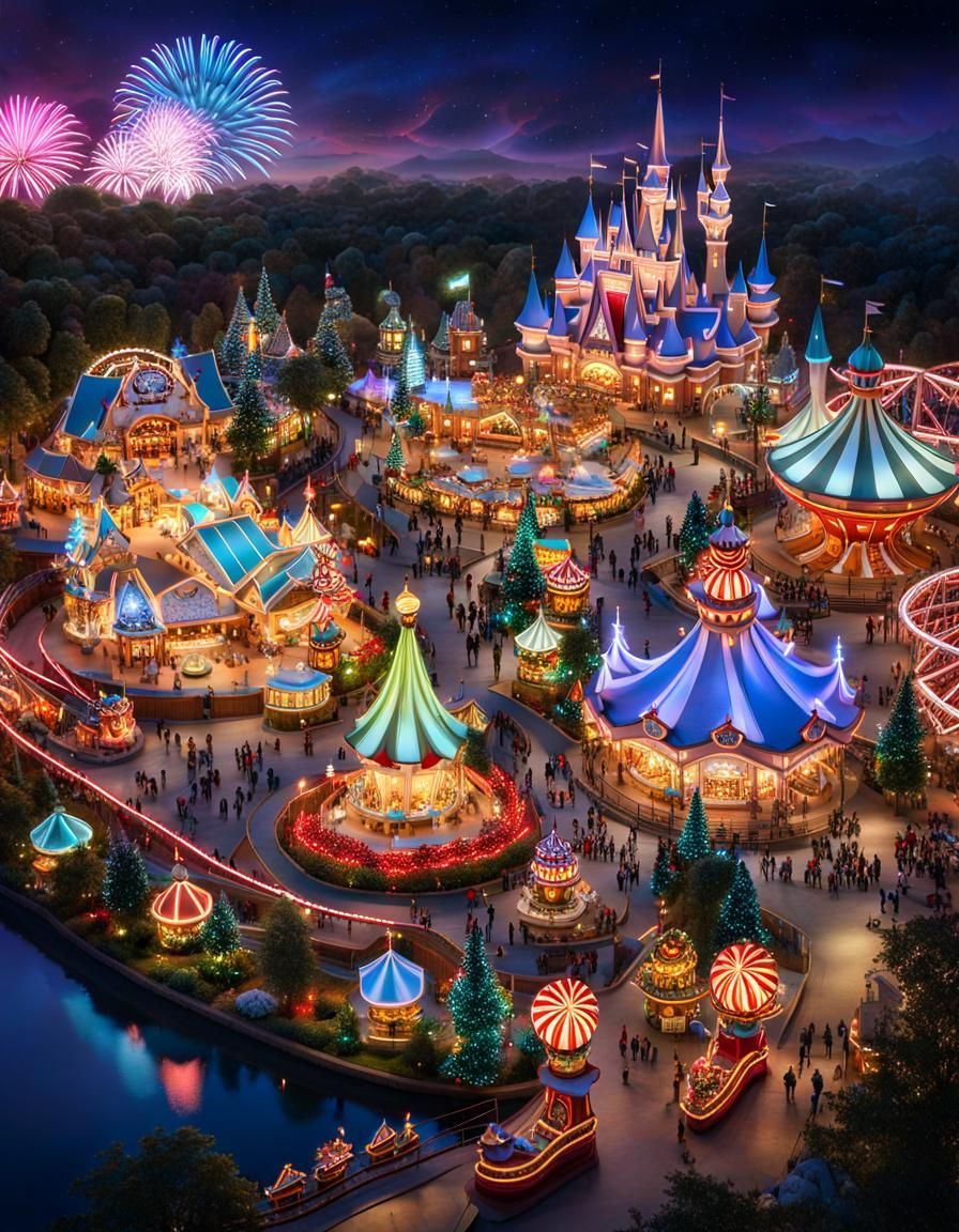 Fantasy Amusement Park Wonderland in 3D