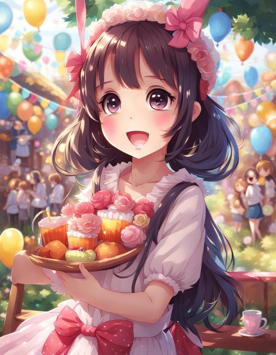 Cute Moe Anime Character Portrait: Exaggerated Features