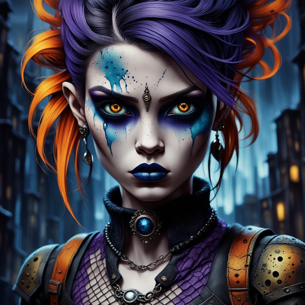 Rebellious Woman: Dark Fantasy Portrait in Lacombe Style