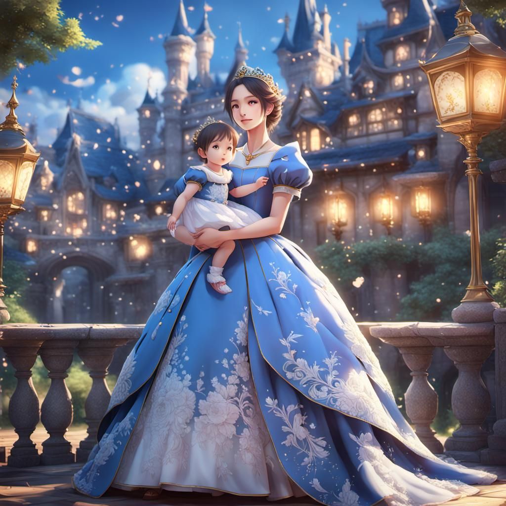 Mother and Child in Fairytale Anime Art