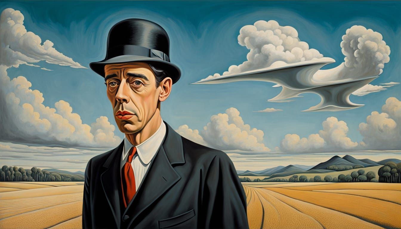 Jacques Brel Portrait in Surrealist Style