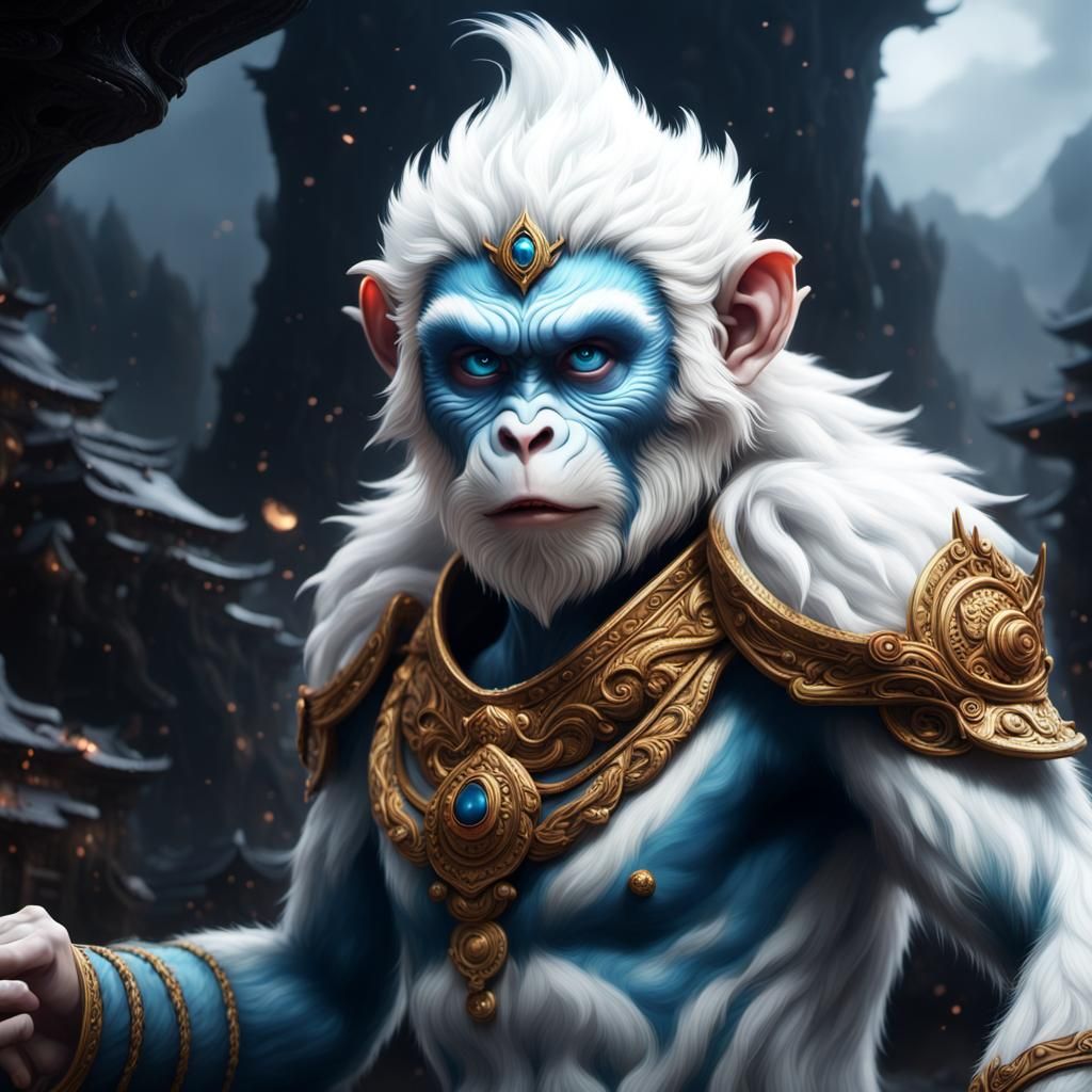 Blue-Eyed Monkey King on a Stormy Night