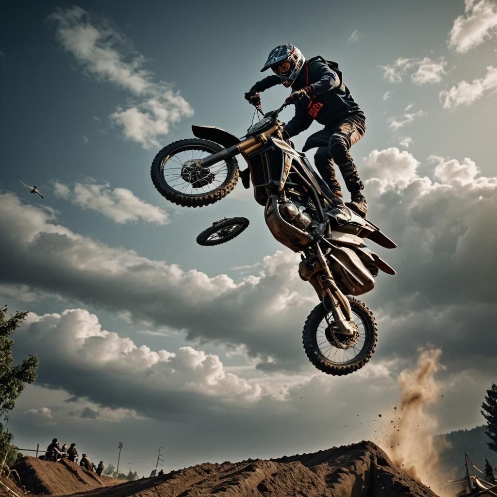 Surron Bike Big Air Hyperrealistic HDR Shot