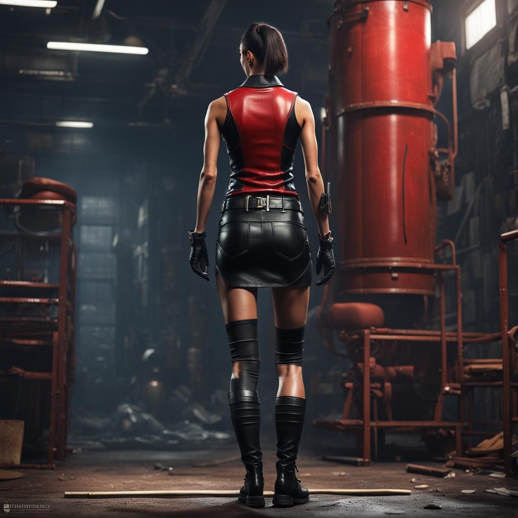 Muscular Policewoman Arresting Criminal: Matte Painting