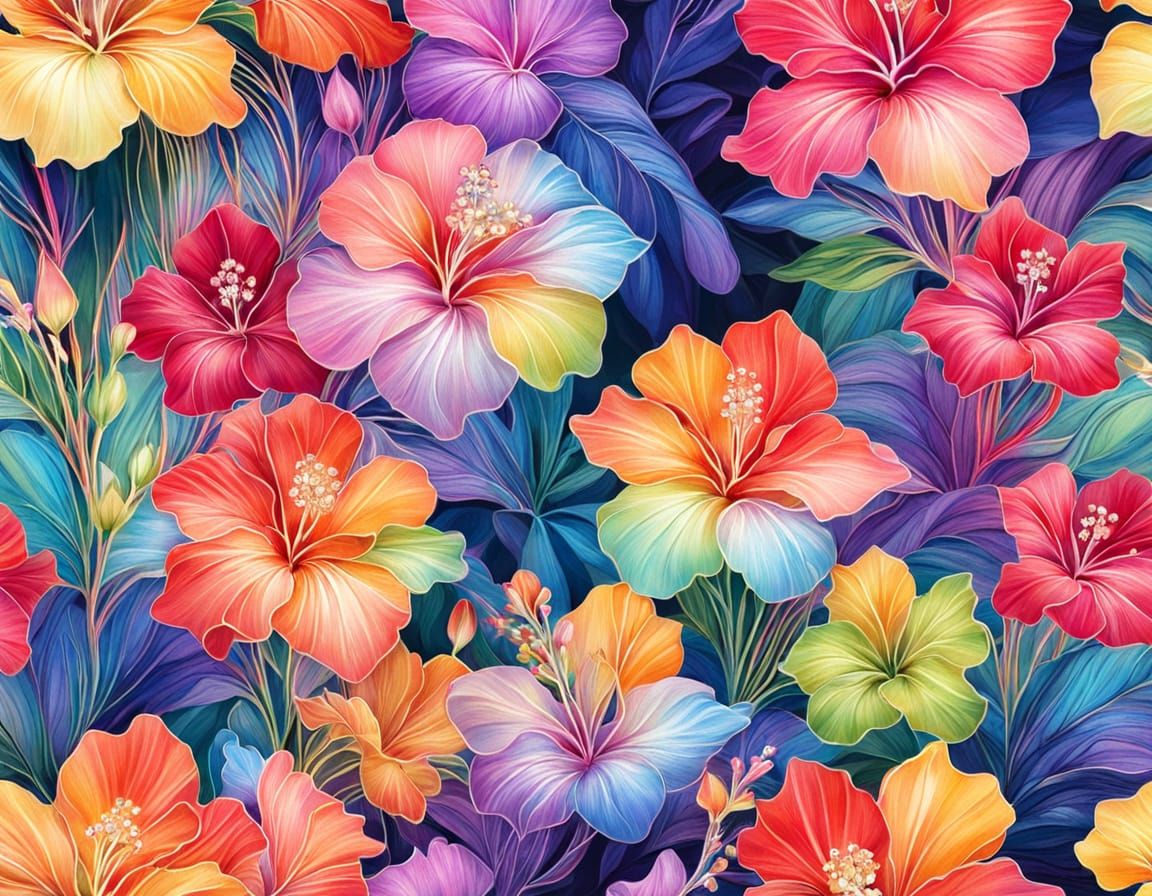 Iridescent Crystal Hibiscus Flower Bouquet