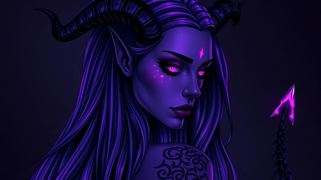 Obsidian Woman with Amethyst Hair in Airbrushed Style