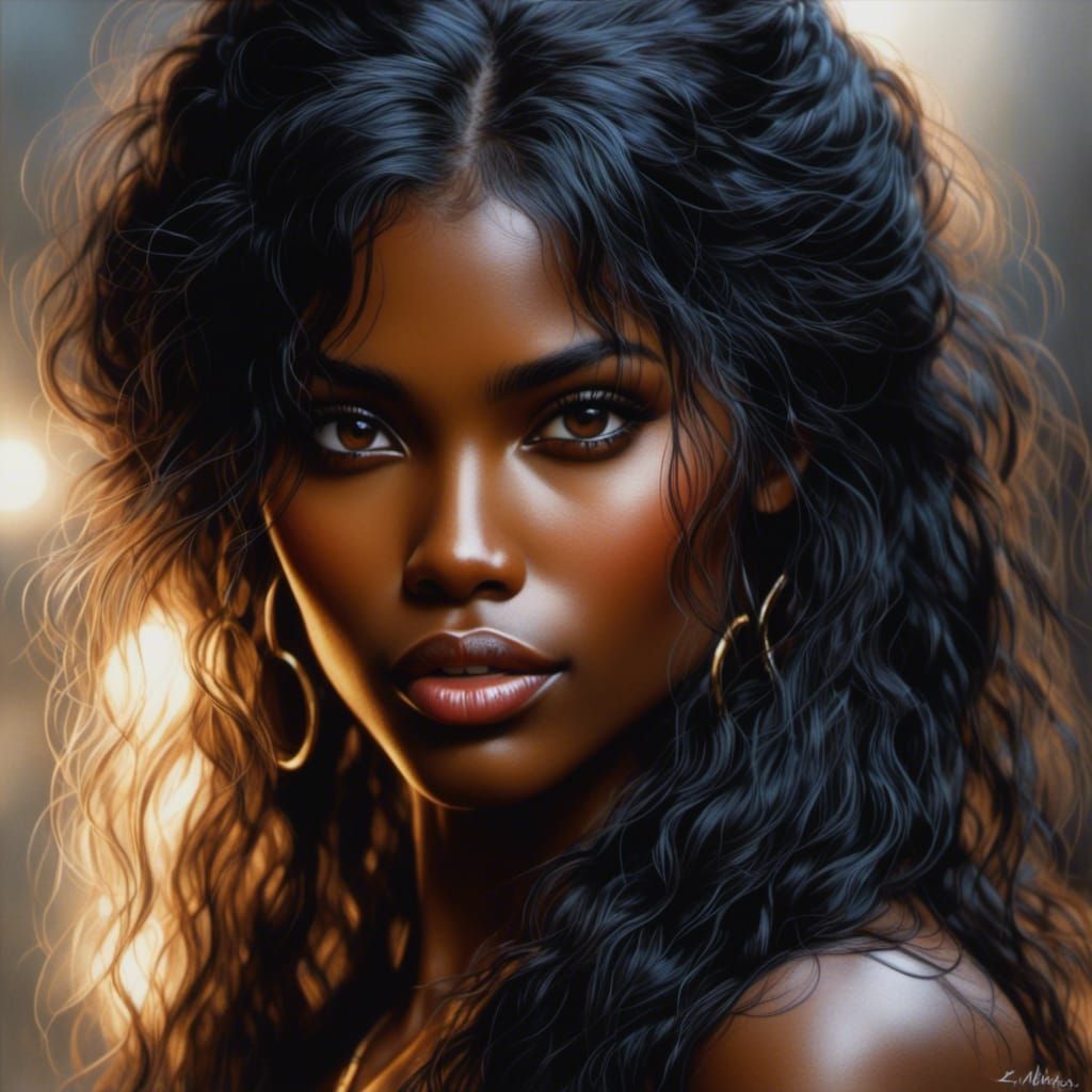 Beautiful African Woman Portrait in Hyperreal Style