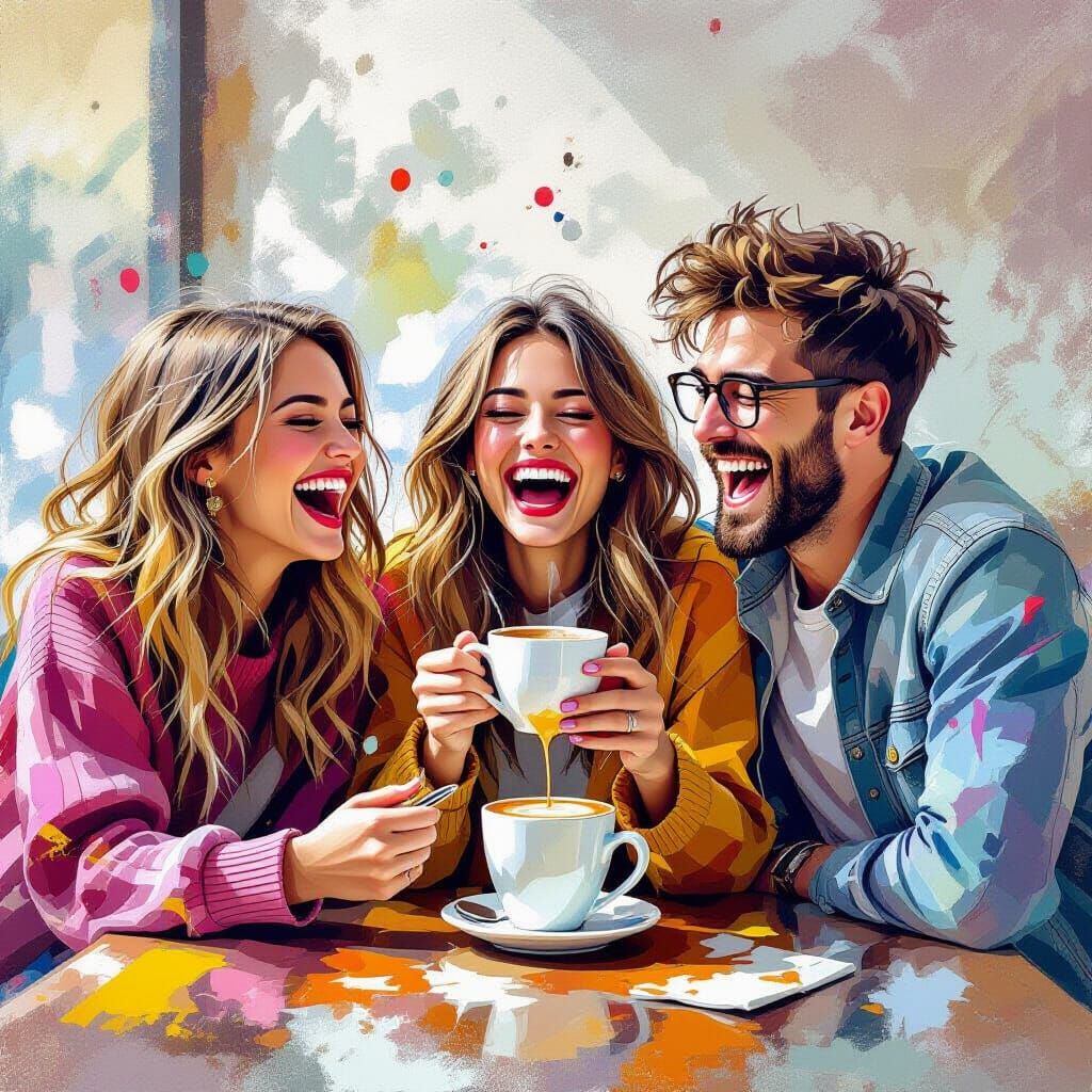 "Laughing with friends over coffee I spilled"🤣🤪