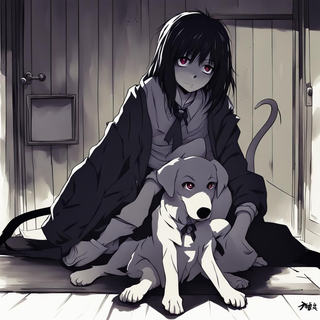 Creepy Mythological Dog in Anime Style