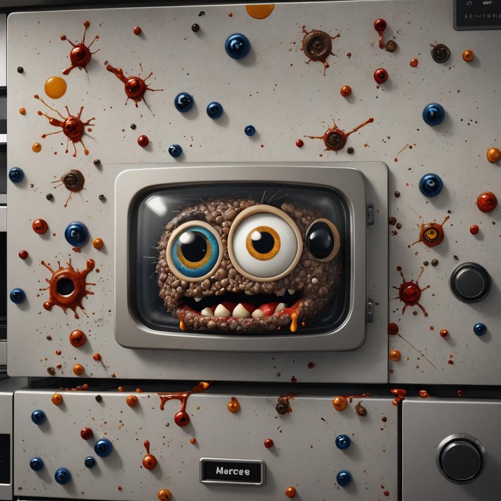 Microwave with Googly Eyes: Detailed Matte Painting