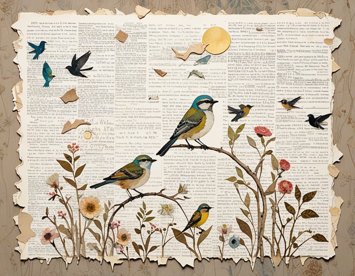 Whimsical Floral Dreamscape in Mixed Media