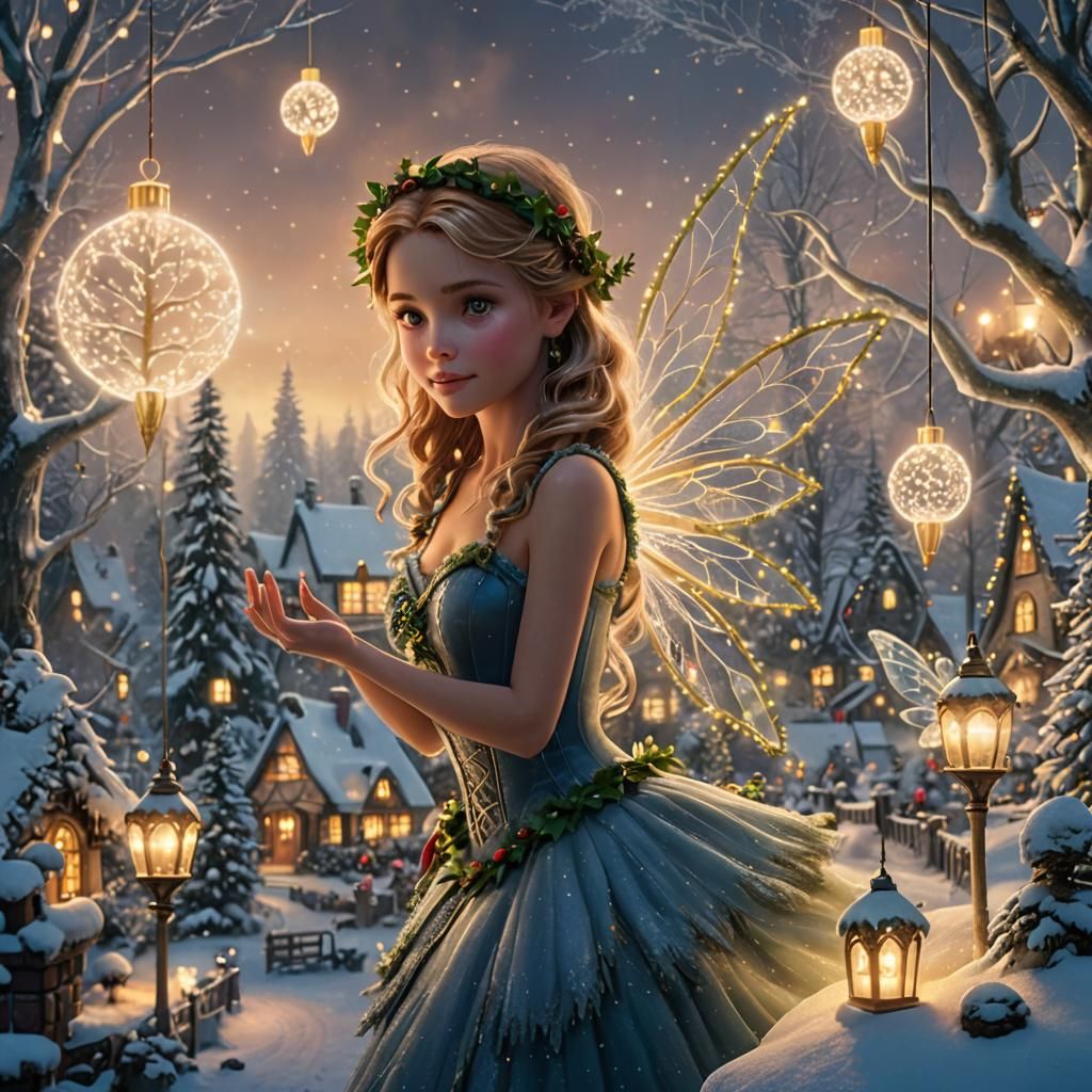 Bioluminescent Christmas Village in a Winter Wonderland