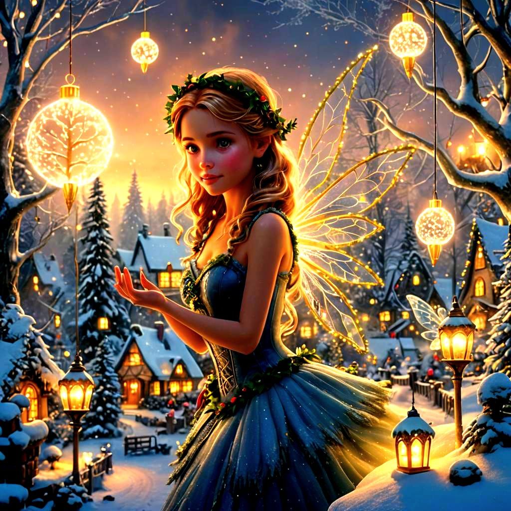 Bioluminescent Christmas Fairy-Tale in Digital Painting Styl...