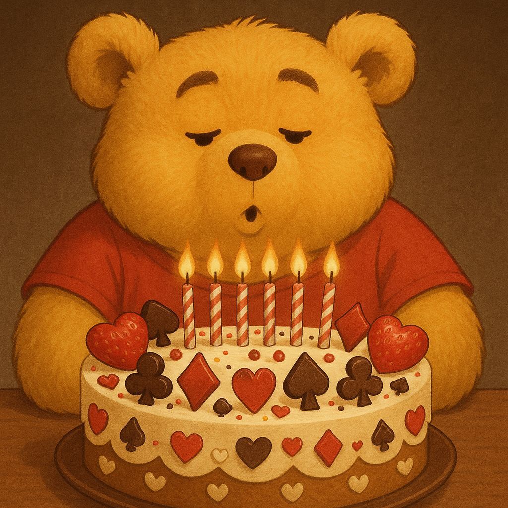 Teddy Bear Blowing Out Birthday Candles