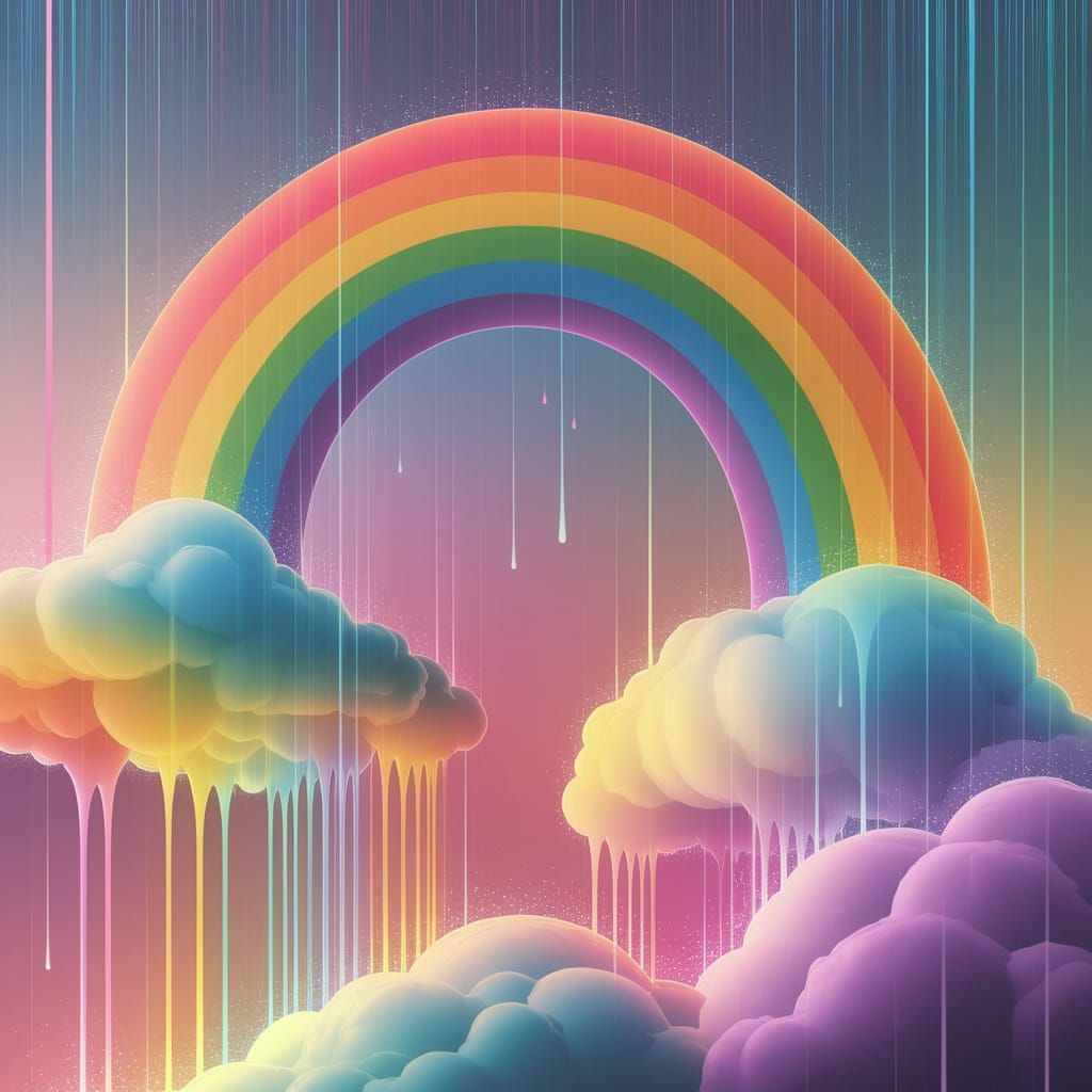 Melting Rainbow Sky in Dreamlike Digital Art