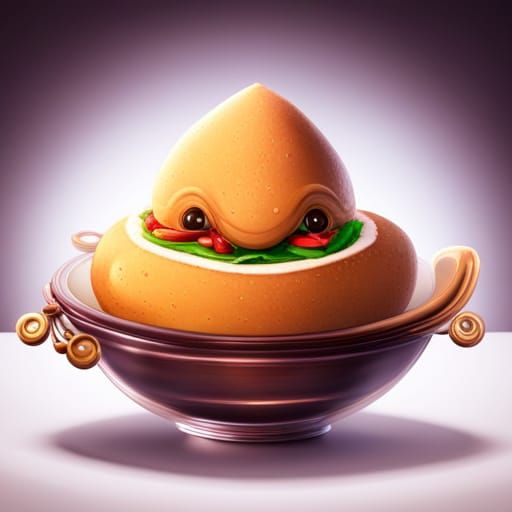 South Indian Food Mascot in Detailed Matte Painting