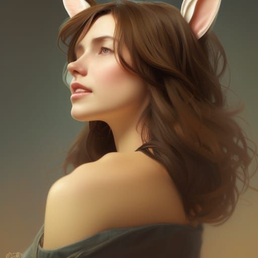 Bunny Girl Portrait in Art Nouveau Style