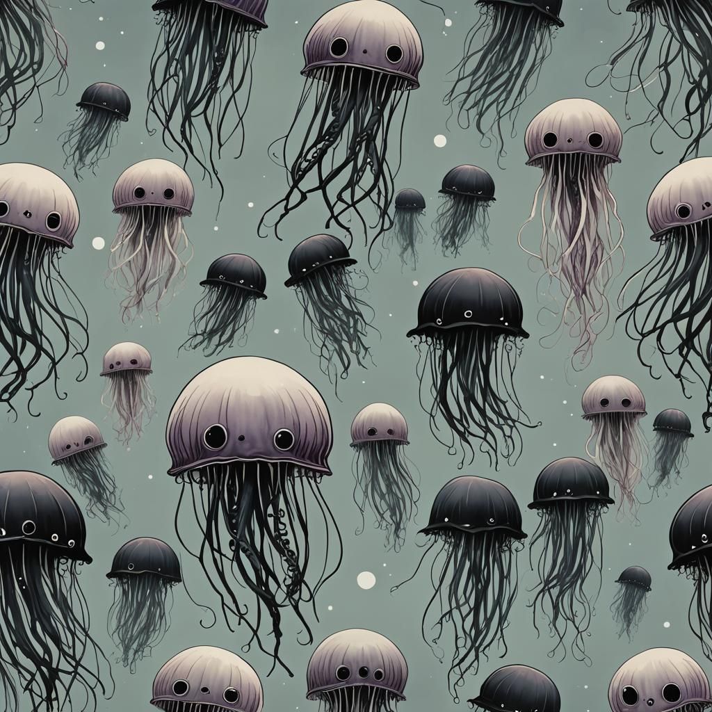 Emo Goth Jellyfish Surreal Illustration