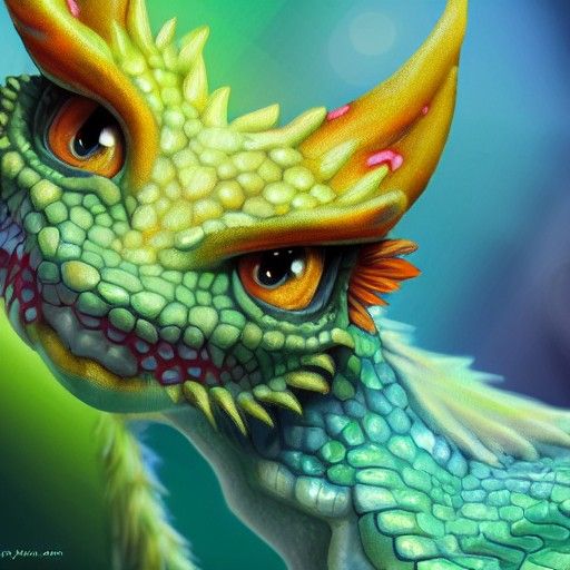 Cute Baby Dragon in Digital Painting Style