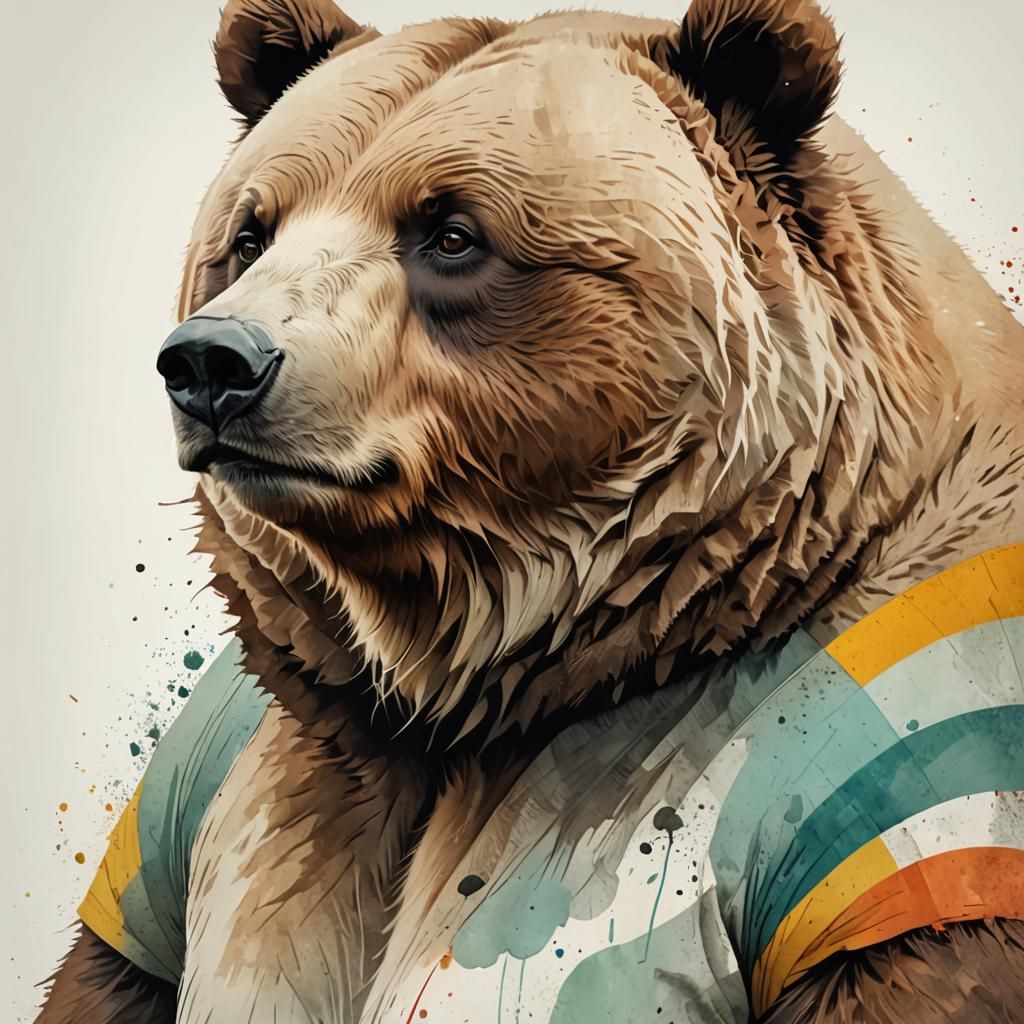 Cute Minimalist Obese Bear Profile Clipart