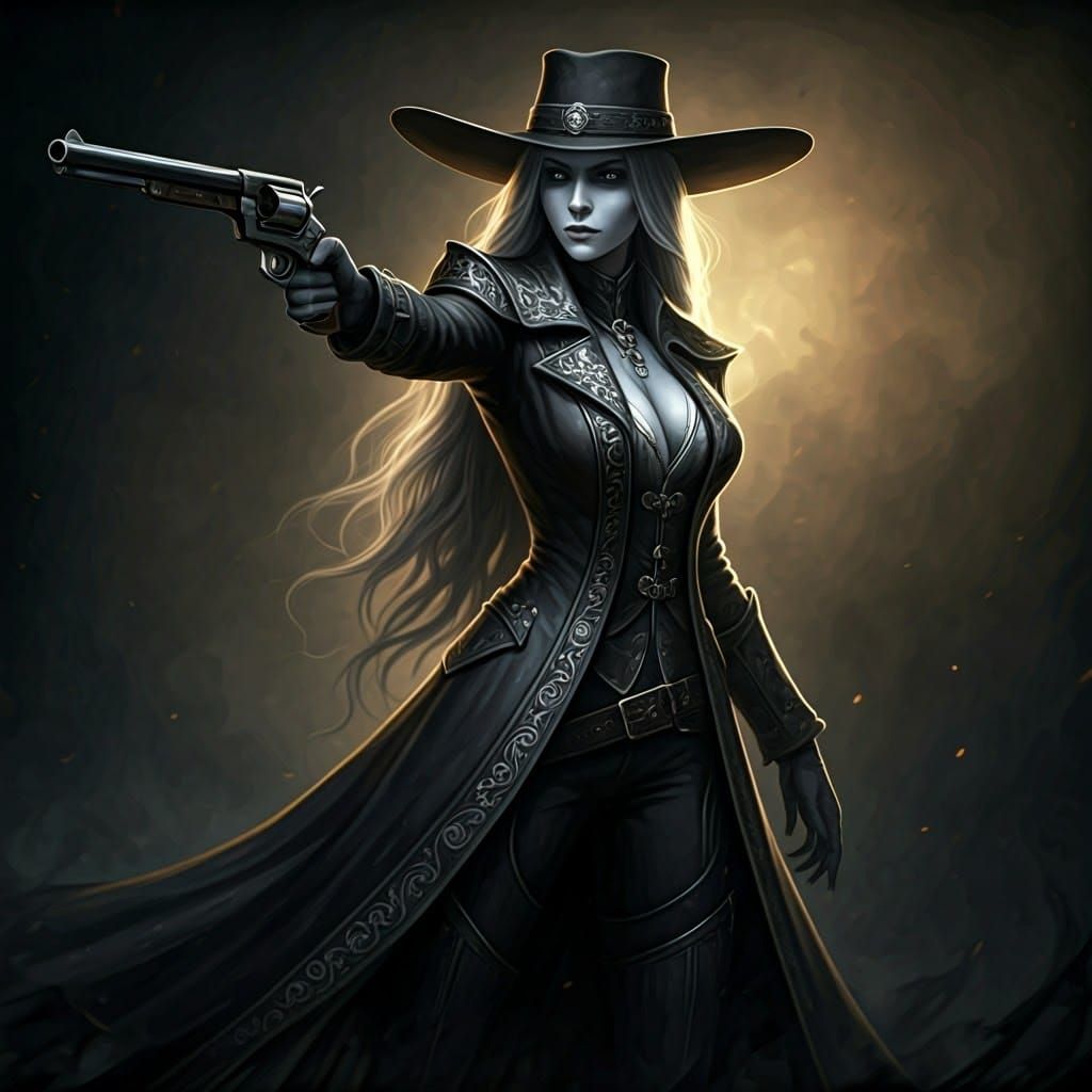 Fetchling Gunslinger in Dark Fantasy Style