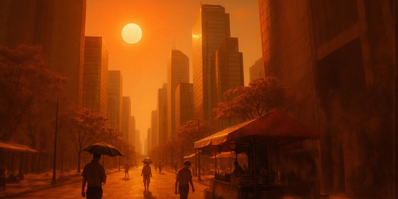 Scorching City Under a Heat Wave