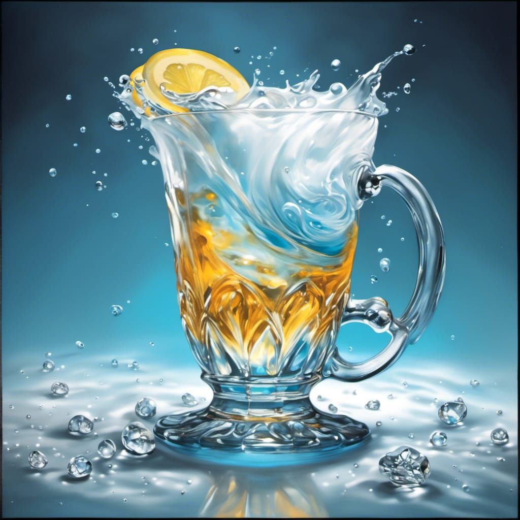 Effervescent Drink Swirling into Crystal Tankard