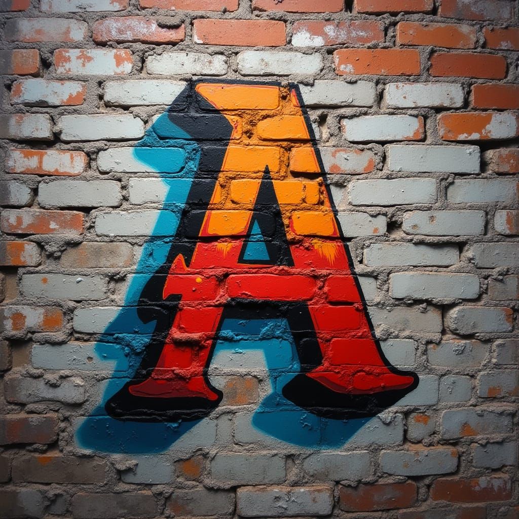 3D Graffiti Letter A on Brick Wall