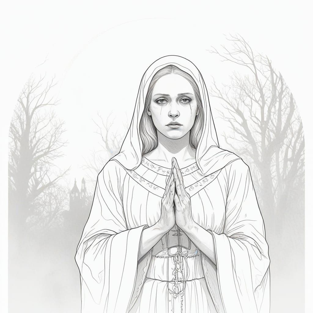 Gothic Horror Comic: Pale Woman Lost in Shadows