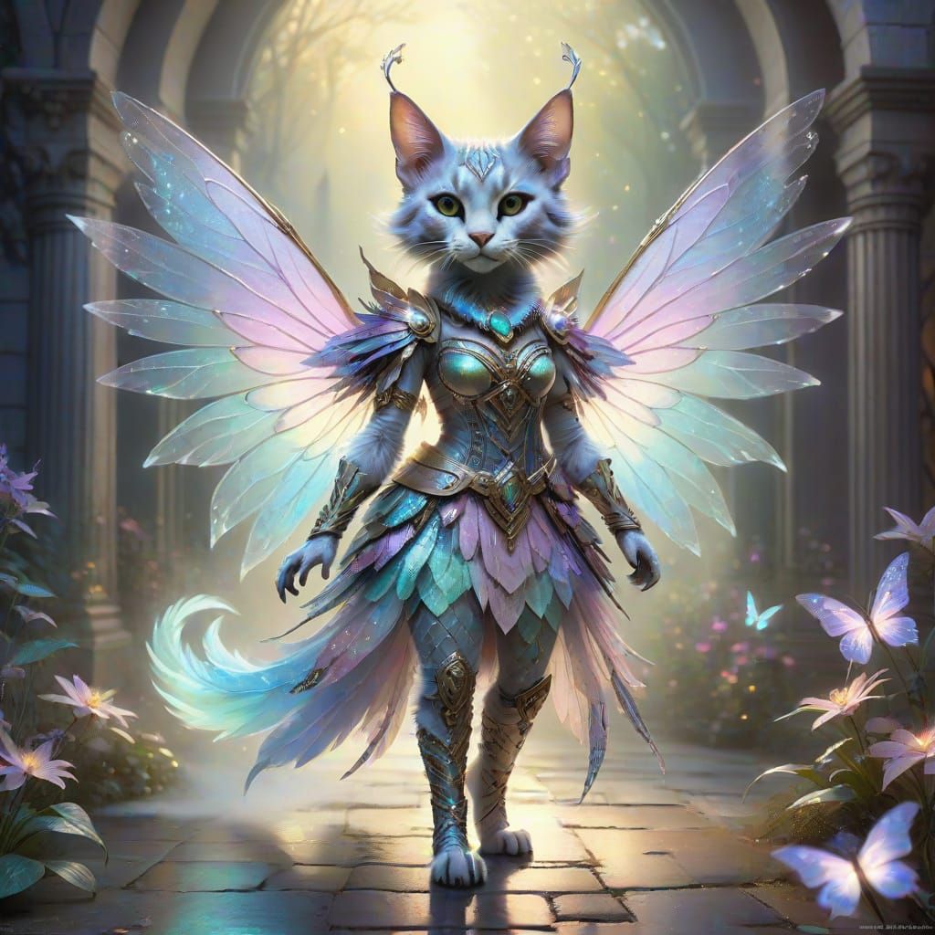 Tabaxi Fairy Fashionista in Ethereal Fantasy Style