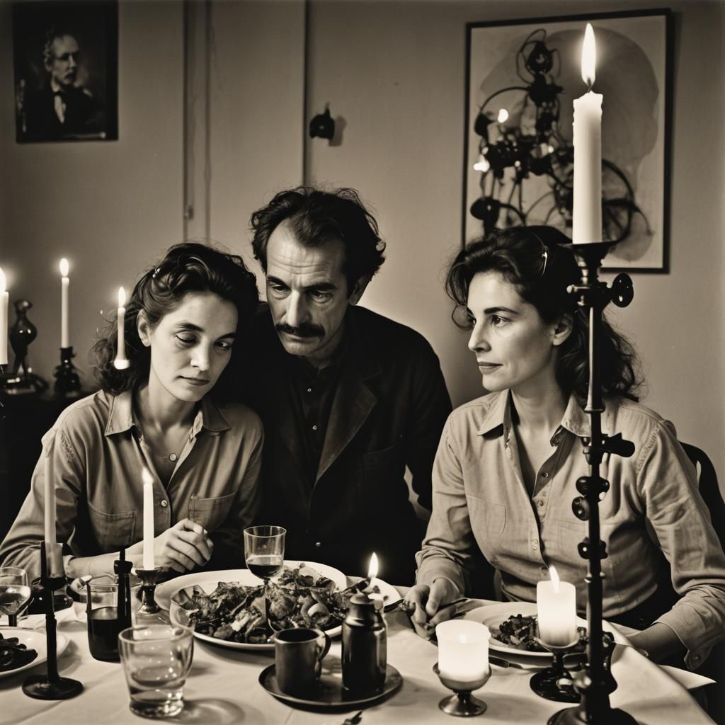 Romantic Candlelit Dinner in Jean Tinguely Style