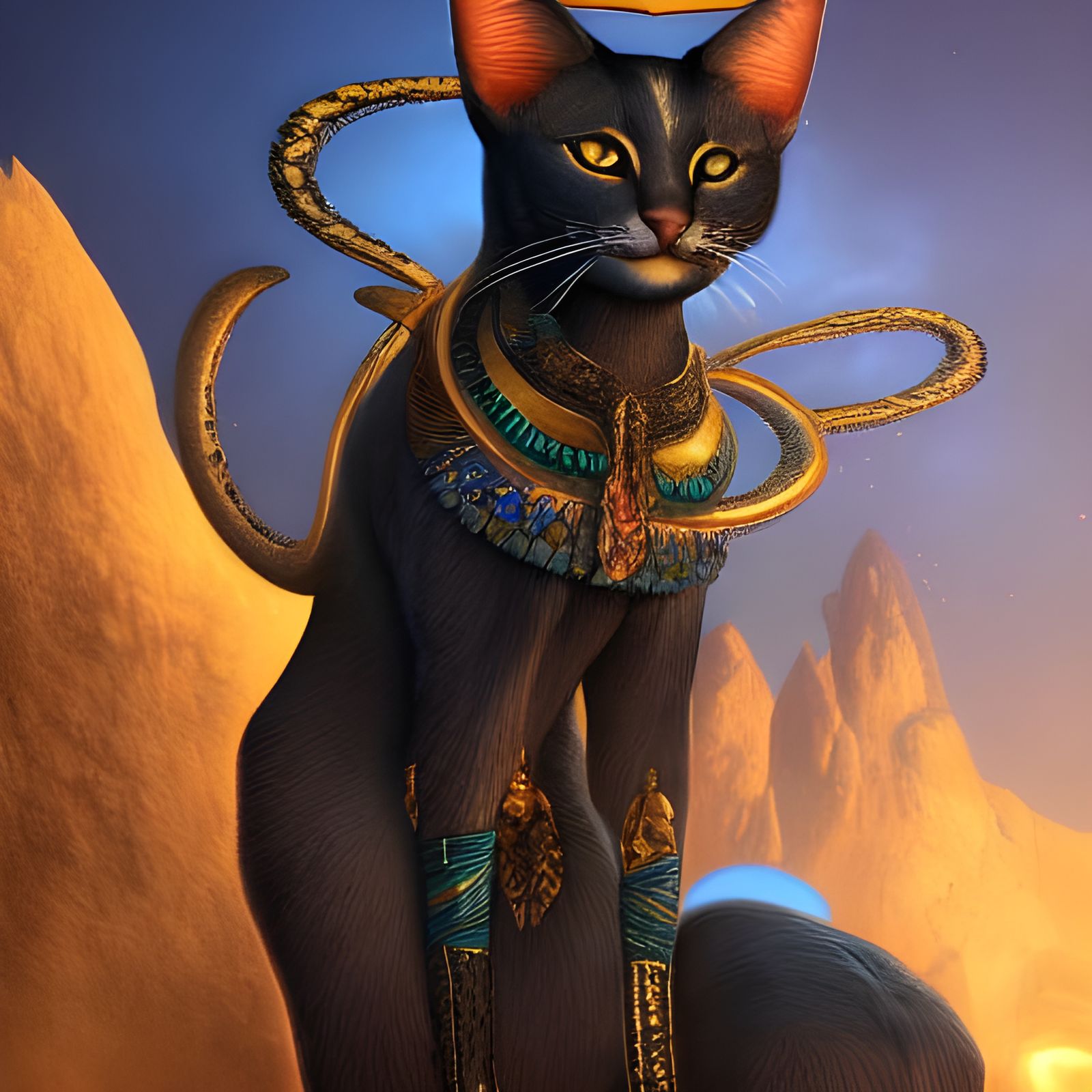 Detailed Matte Painting of Bastet in Fantasy Art