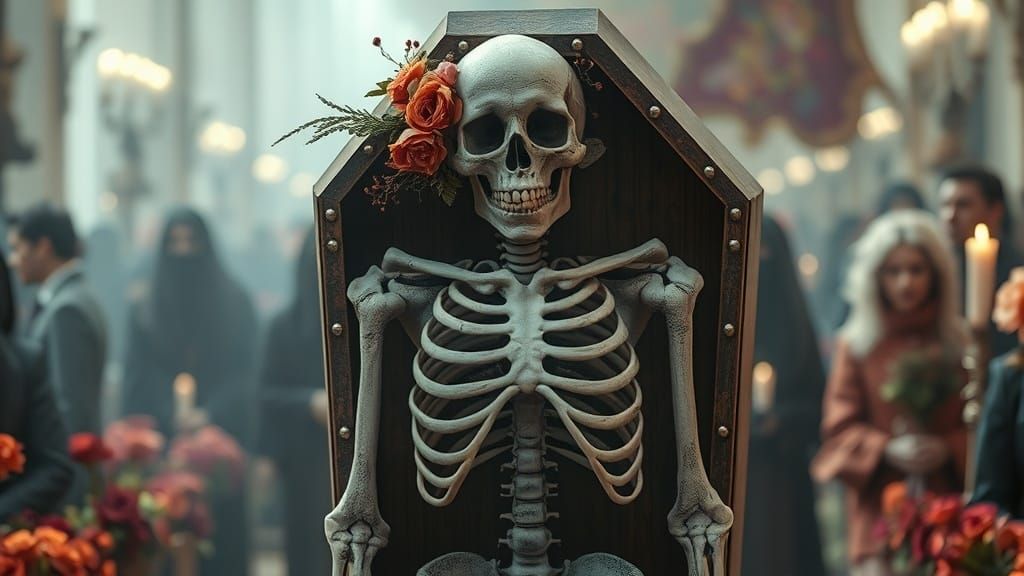 Spectral Figure in Gothic Funeral Procession