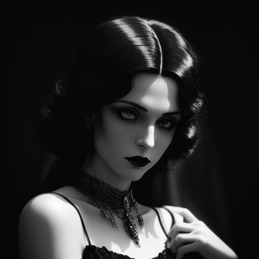 Vintage Vampire in Speakeasy, Classic Film Style