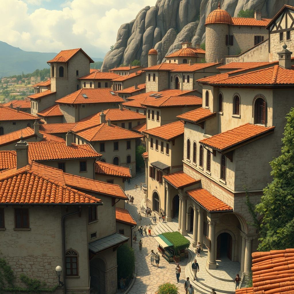 Ancient Roman Village in Earthy Tones