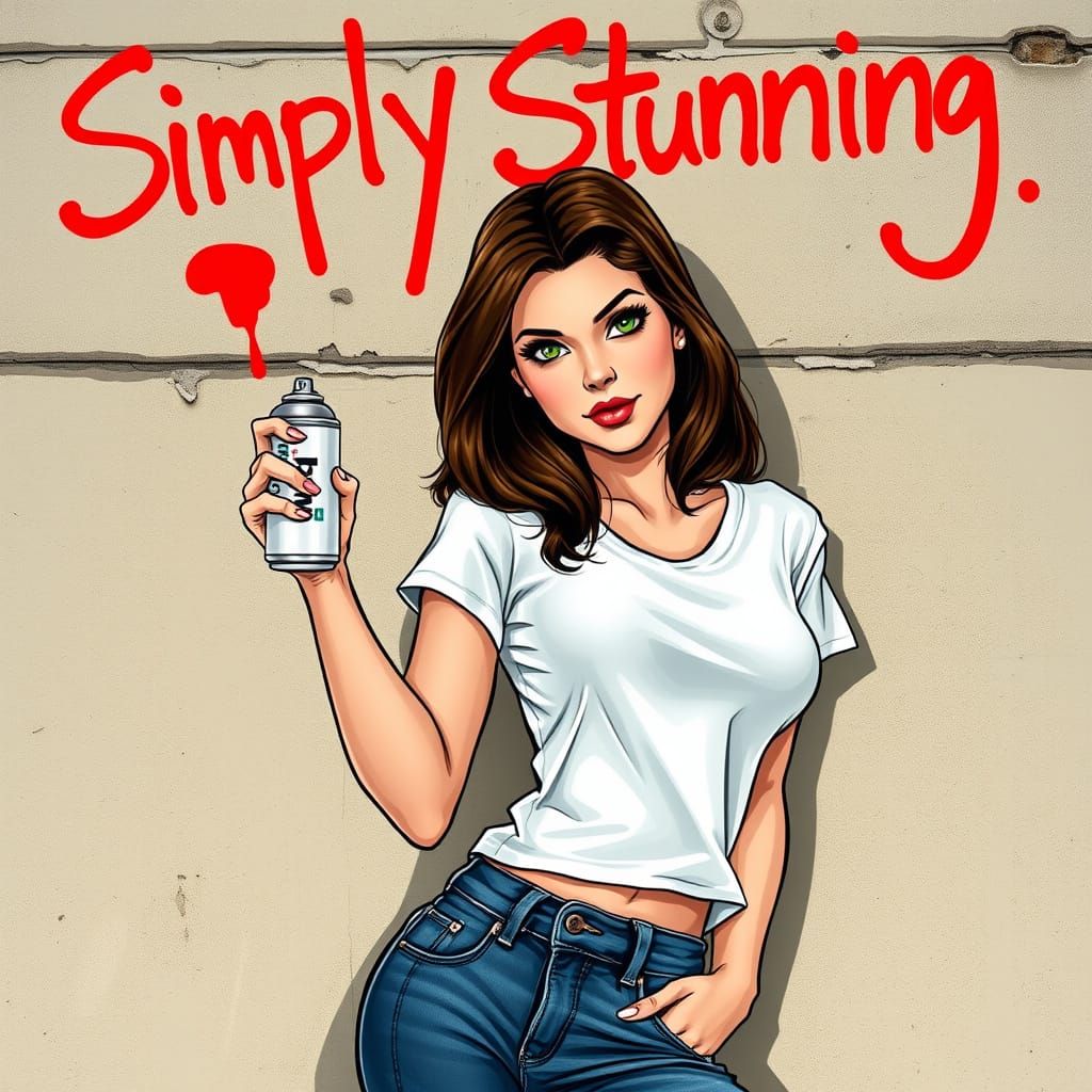 Seductive Pin-Up Girl in Graffiti Alley