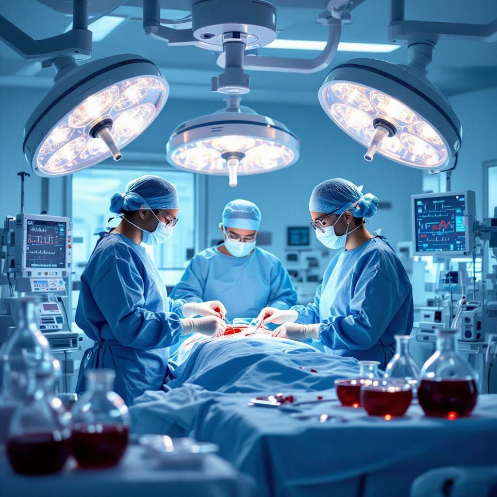 Realistic Concept Art of Hospital OT Focused on Blood Manage...