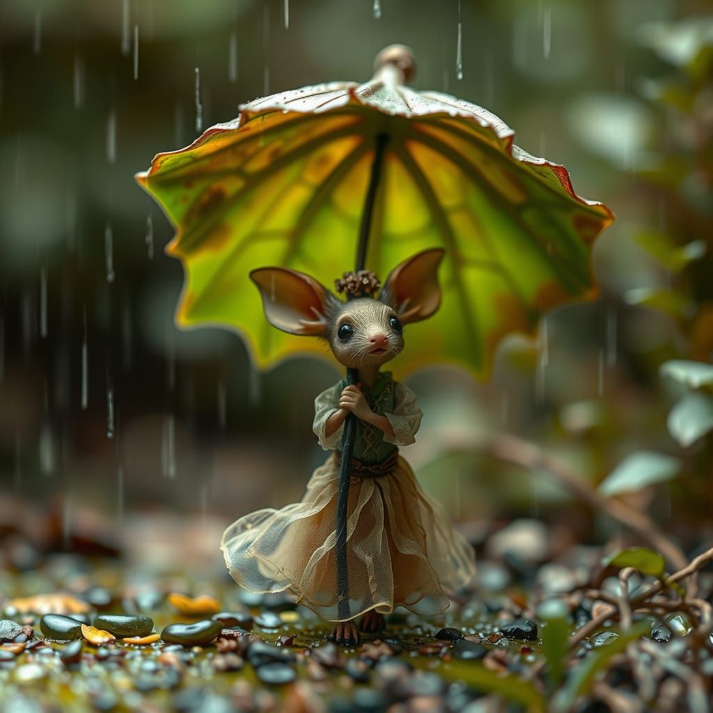 Whimsical Pixie in the Rain