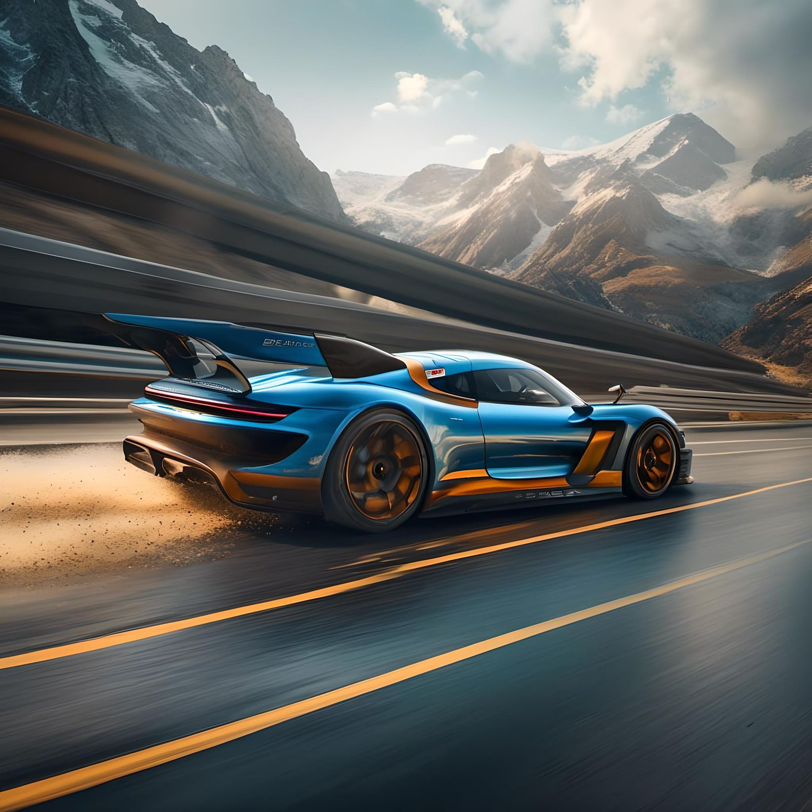 Futuristic Porsche Racing Car on Highway in Digital Art
