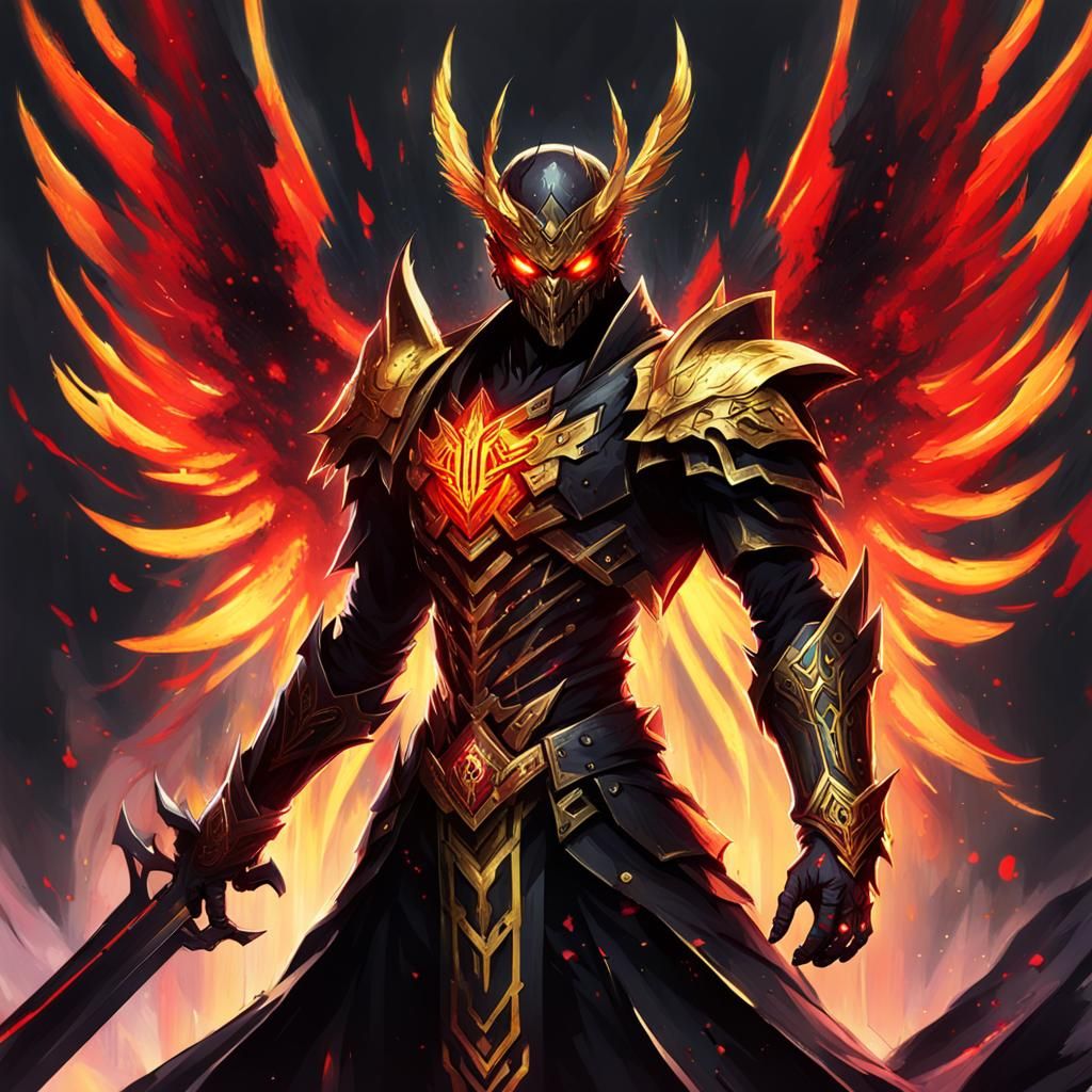 Undead Shadow Assassin with Rune Armor in Anime Style