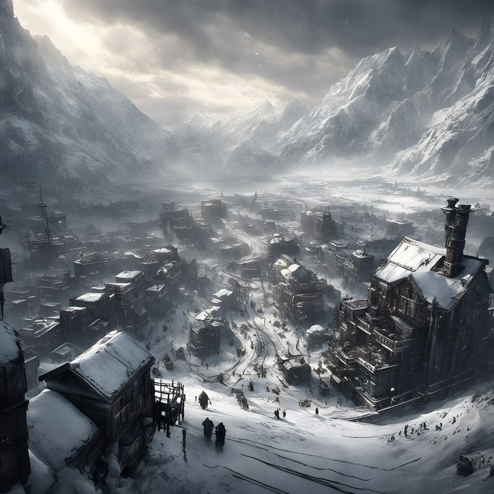Epic Frostpunk Cinematic Digital Matte Painting