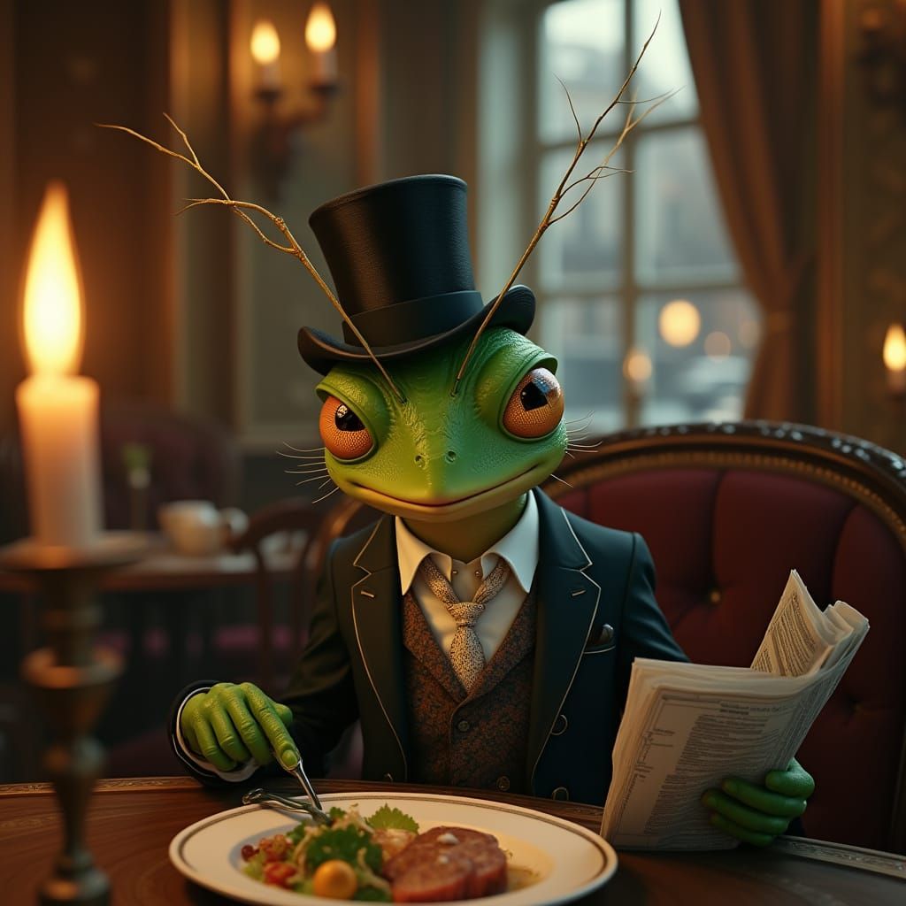 Refined Cricket Sits in Parisian Cafe Amidst Belle Époque El...