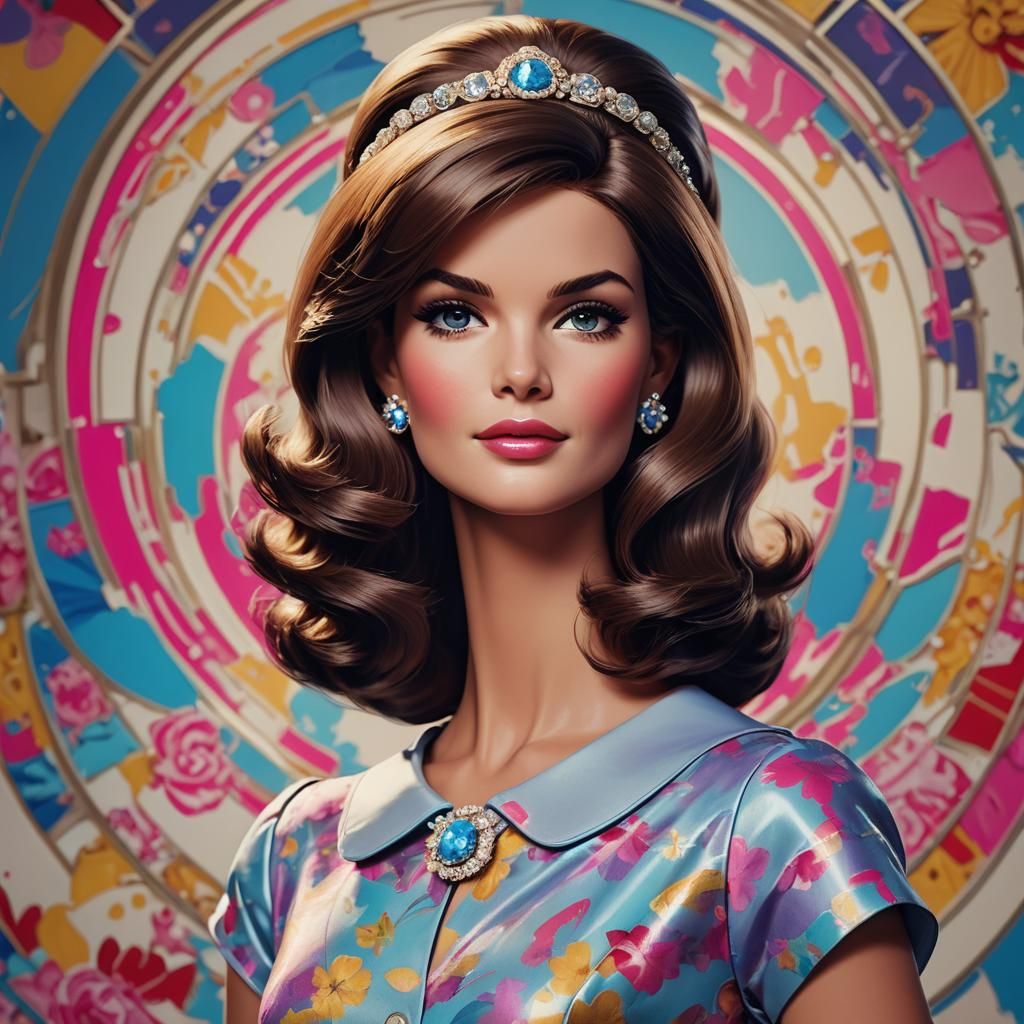 Barbie as Jackie Kennedy Portrait in Digital Art Style