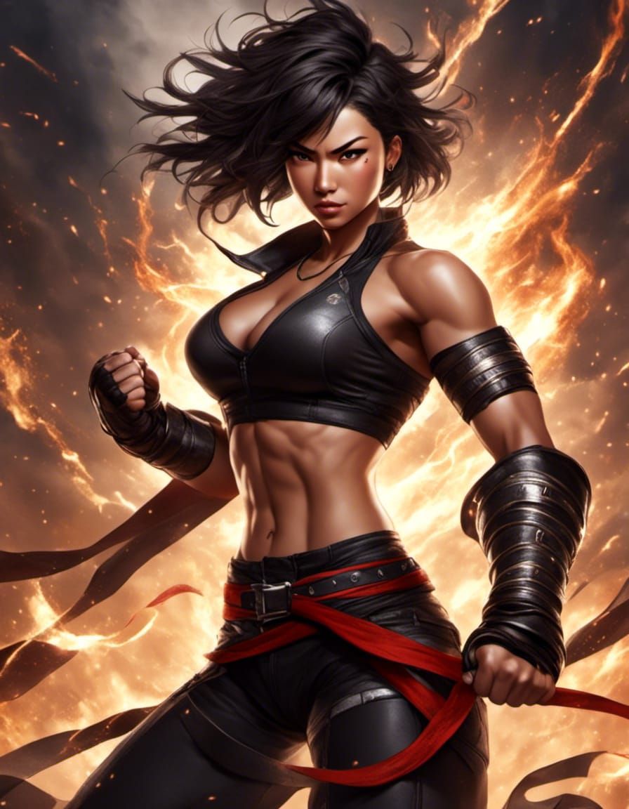 Androgynous Fighter in Action-Shot, High Fantasy Art